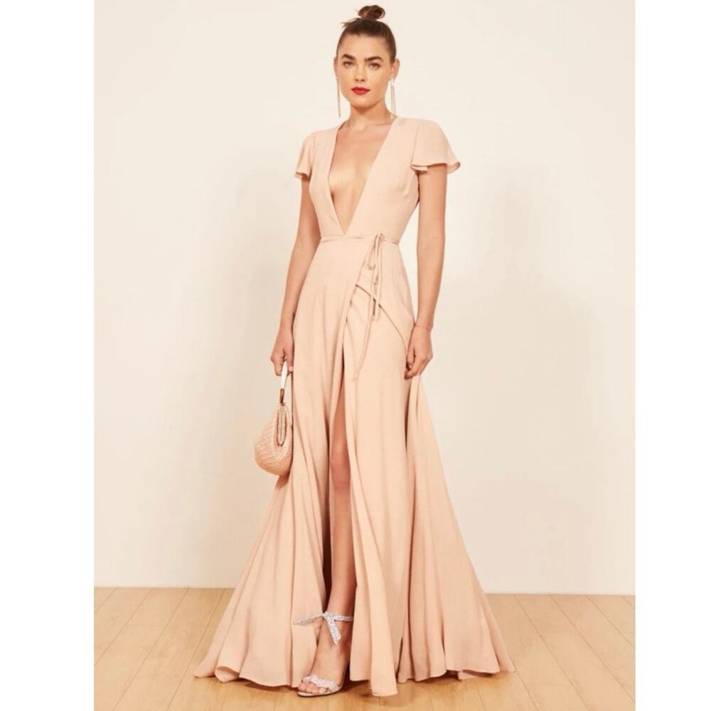 Reformation Rosey Dress in Champagne Formal Gown Prom Wedding Small - Picture 2 of 11
